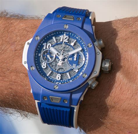 hublot black and blue watch|Hublot watch blue strap.